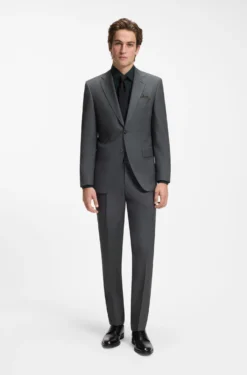 Slim-fit shirt in easy-iron stretch-cotton poplin