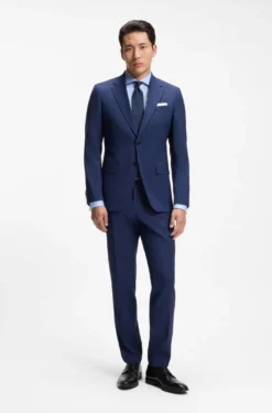 Slim-fit shirt in easy-iron striped stretch cotton