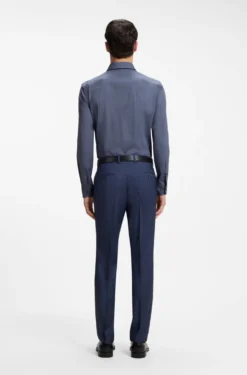 Slim-fit shirt in easy-iron stretch-cotton poplin
