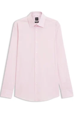 Slim-fit shirt in easy-iron stretch-cotton poplin