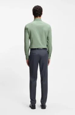 Slim-fit shirt in easy-iron stretch-cotton poplin