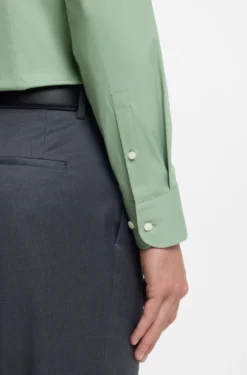 Slim-fit shirt in easy-iron stretch-cotton poplin
