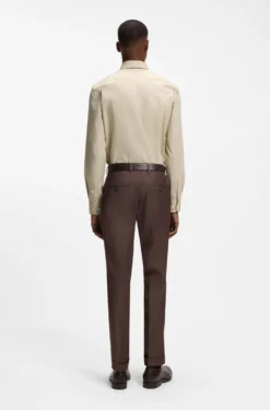 Slim-fit shirt in easy-iron stretch-cotton poplin