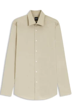 Slim-fit shirt in easy-iron stretch-cotton poplin