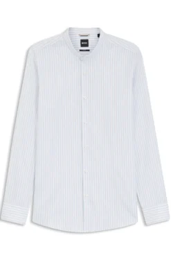 Slim-fit shirt in herringbone-stripe cotton