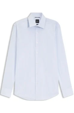 Slim-fit shirt in high-performance striped poplin