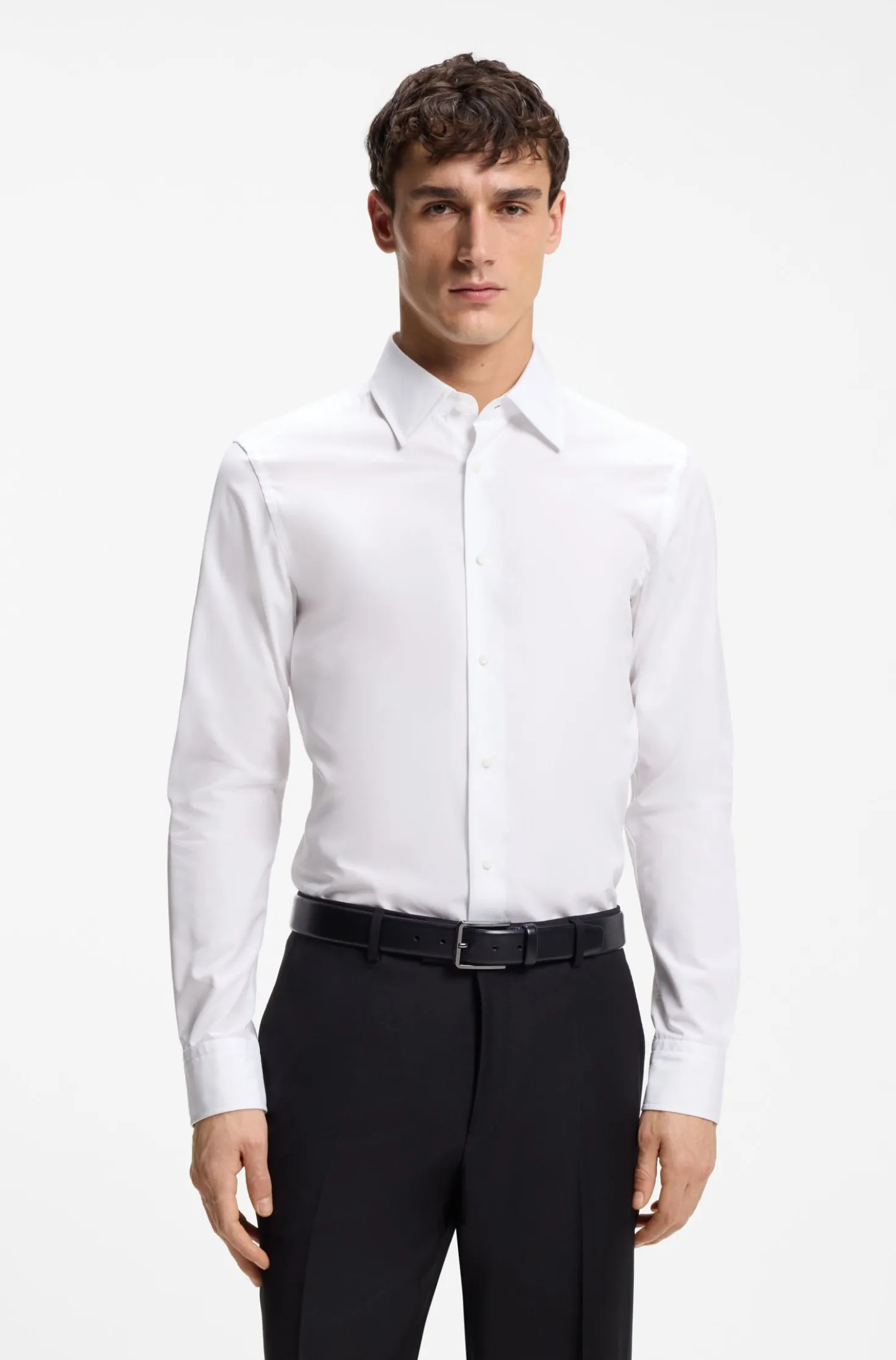 Slim-fit shirt in Italian cotton poplin