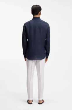 Slim-fit shirt in Italian-made linen