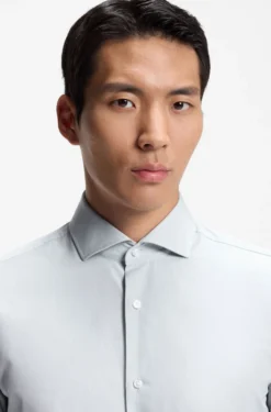 Slim-fit shirt in Italian-made cotton chambray