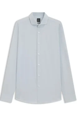 Slim-fit shirt in Italian-made cotton chambray