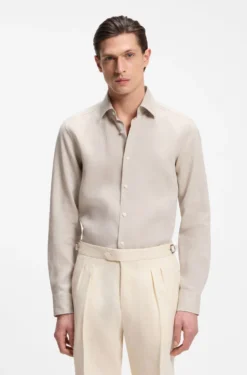 Slim-fit shirt in Italian-made linen