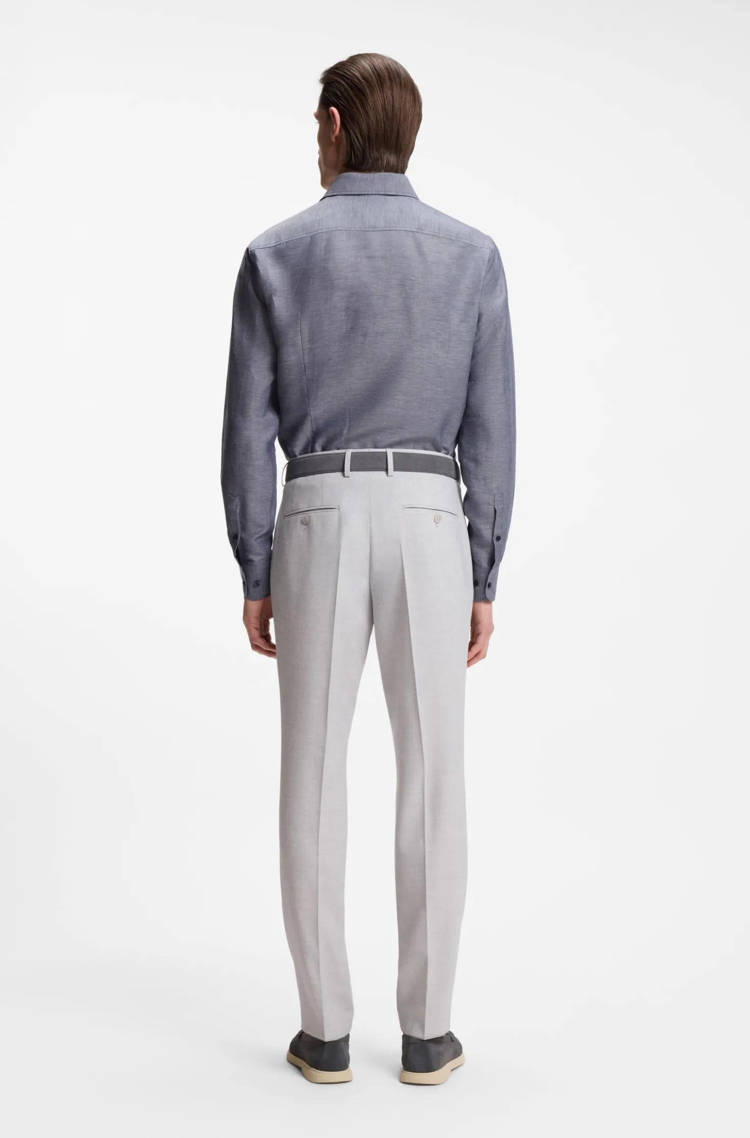 Slim-fit shirt in linen-blend twill