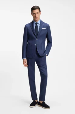 Slim-fit shirt in linen-blend twill