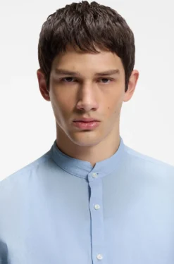 Slim-fit shirt in linen canvas