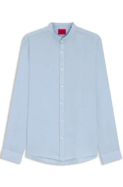 Slim-fit shirt in linen canvas