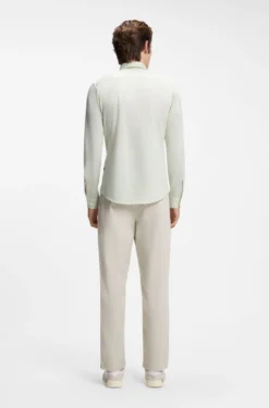 Slim-fit shirt in melange cotton jersey