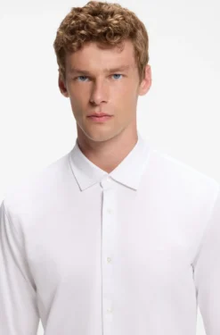 Slim-fit shirt in melange cotton jersey