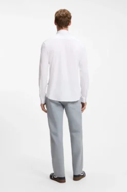 Slim-fit shirt in melange cotton jersey
