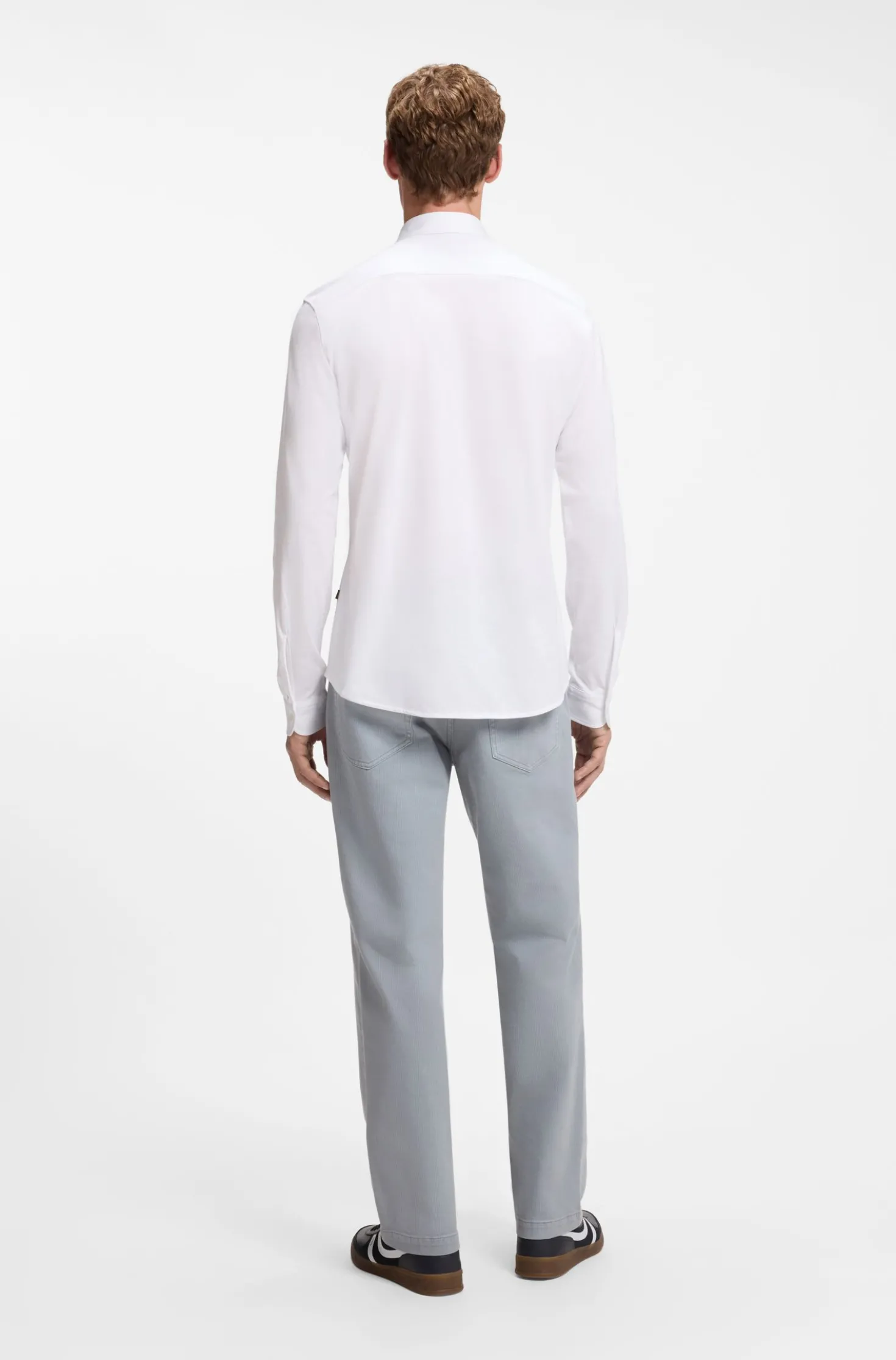 Slim-fit shirt in melange cotton jersey