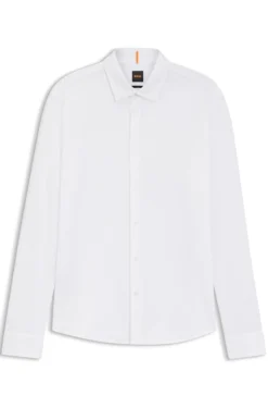 Slim-fit shirt in melange cotton jersey