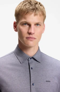 Slim-fit shirt in melange cotton jersey
