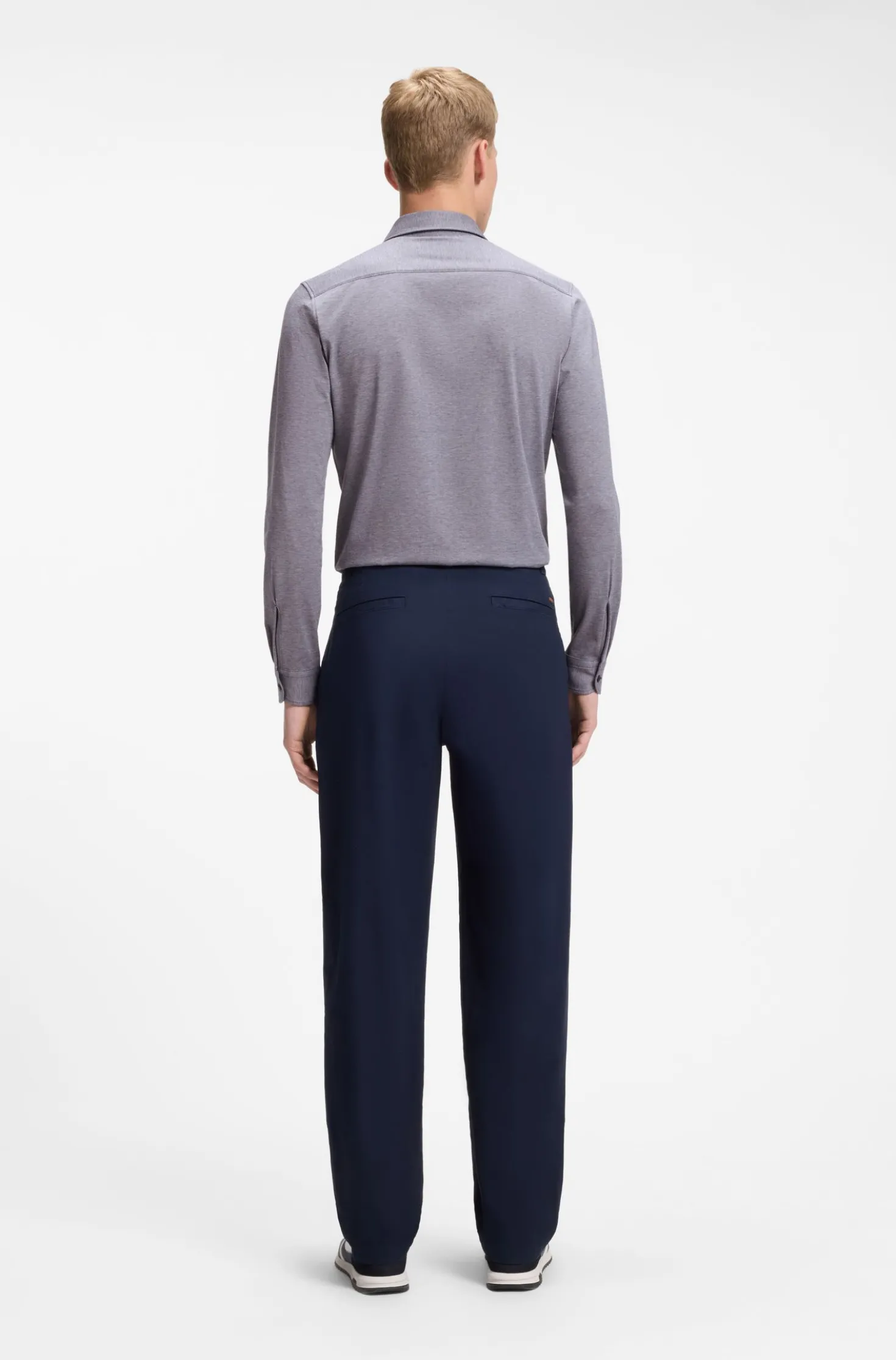 Slim-fit shirt in melange cotton jersey