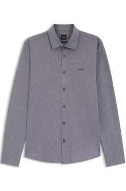 Slim-fit shirt in melange cotton jersey