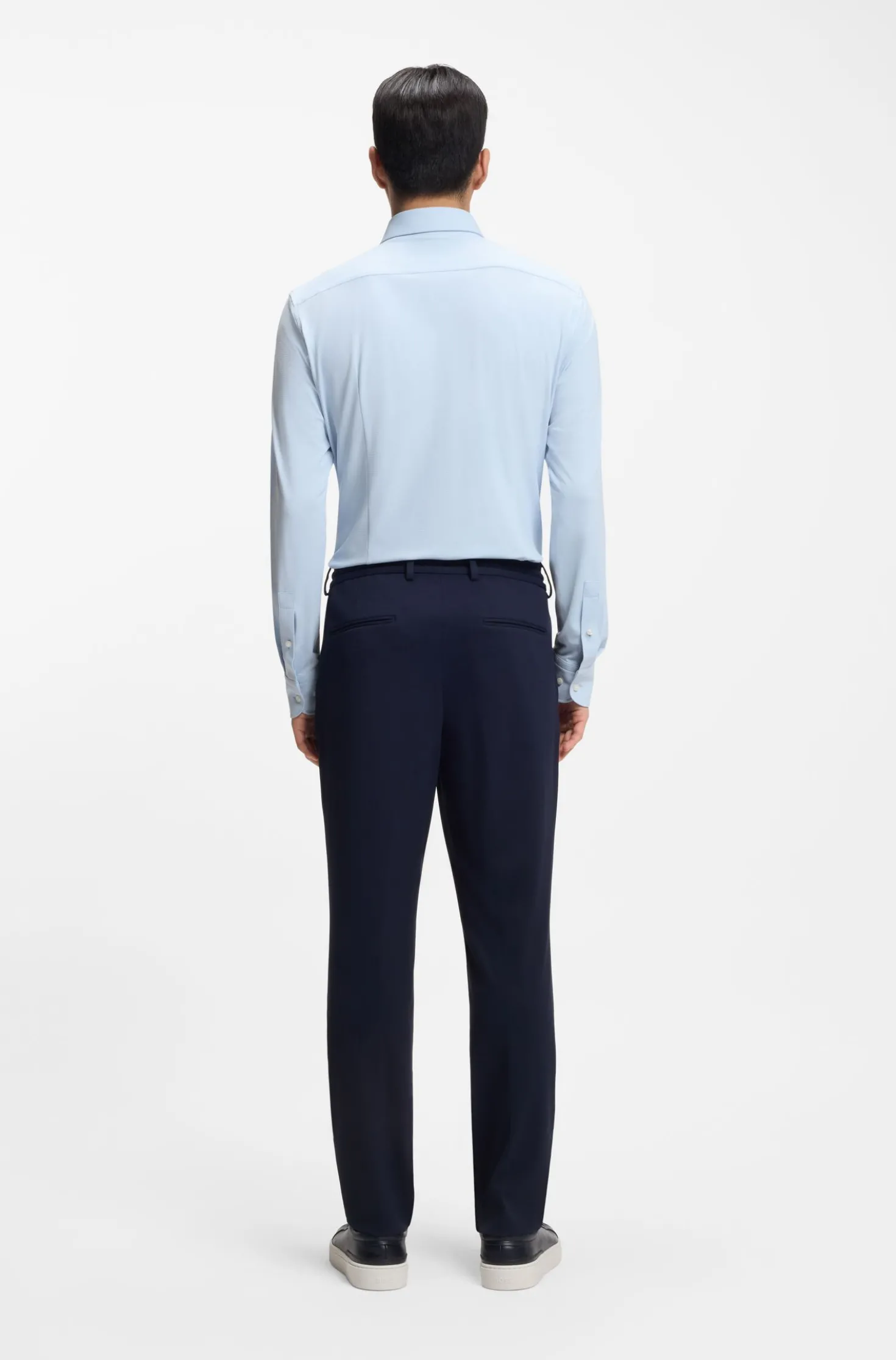 Slim-fit shirt in performance-stretch structured jersey