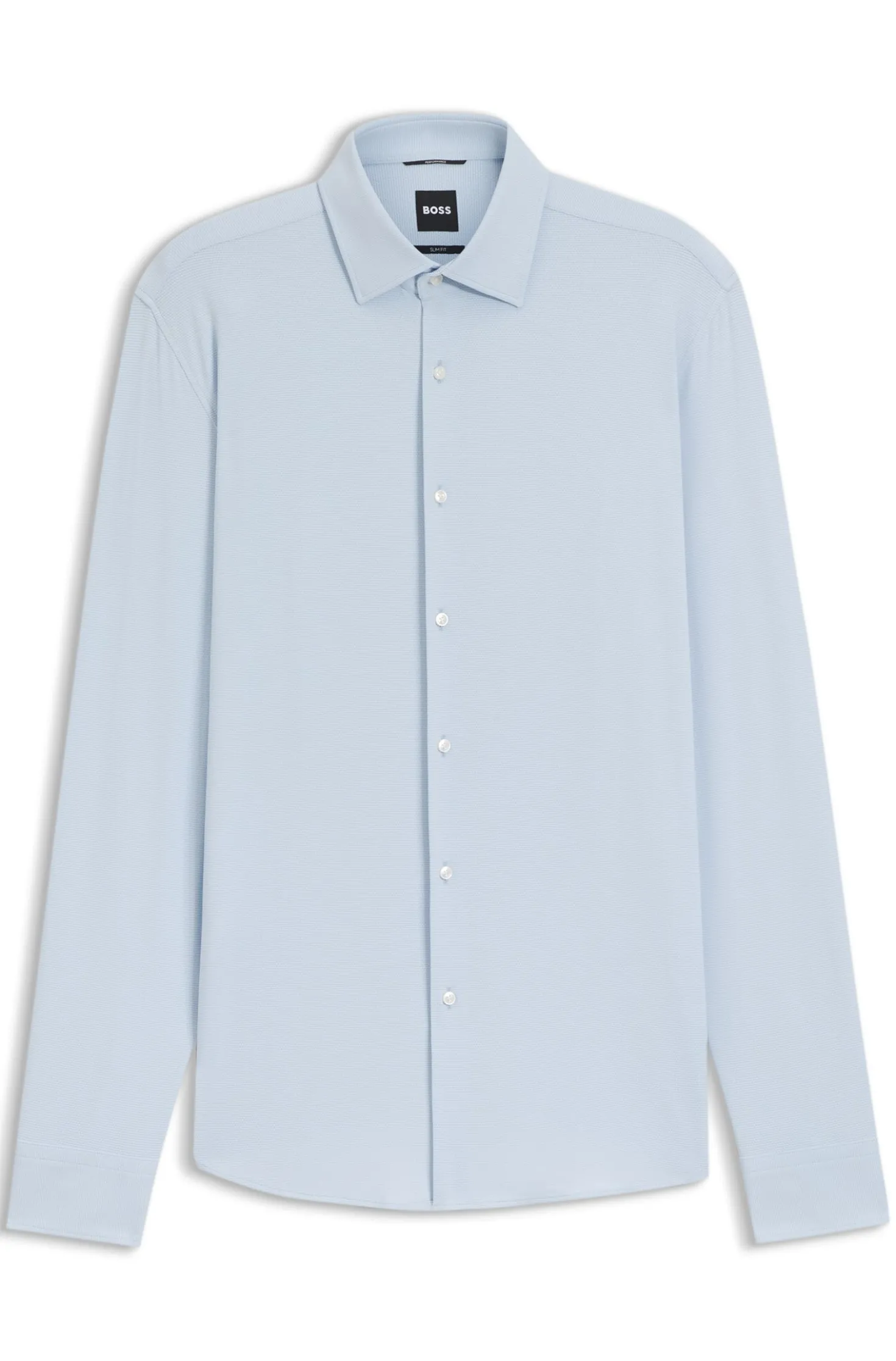 Slim-fit shirt in performance-stretch structured jersey