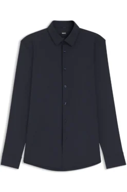 Slim-fit shirt in performance-stretch jersey