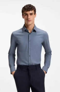 Slim-fit shirt in performance-stretch jersey