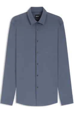 Slim-fit shirt in performance-stretch jersey