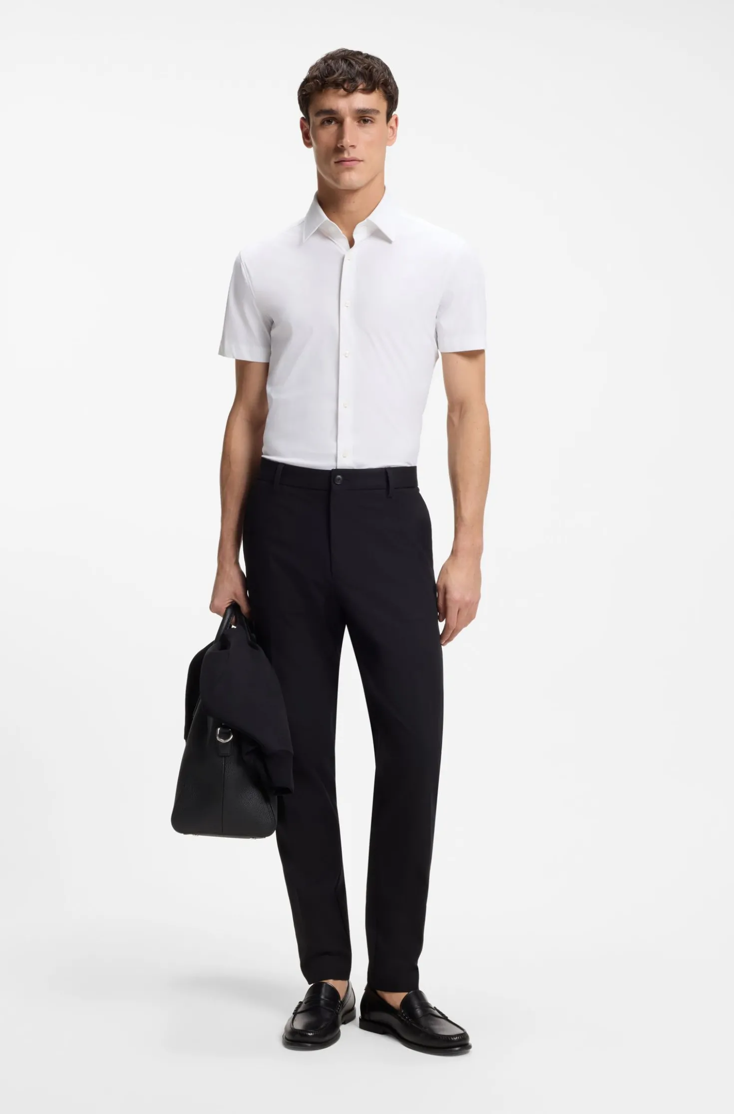 Slim-fit shirt in performance-stretch jersey
