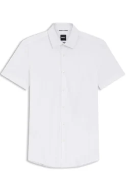 Slim-fit shirt in performance-stretch jersey