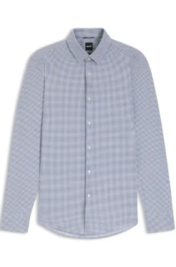 Slim-fit shirt in printed performance-stretch jersey