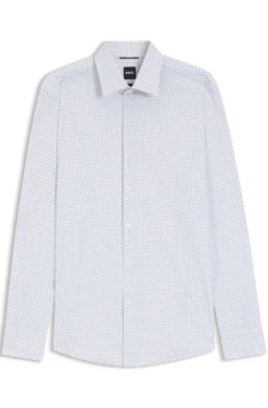 Slim-fit shirt in printed performance-stretch fabric