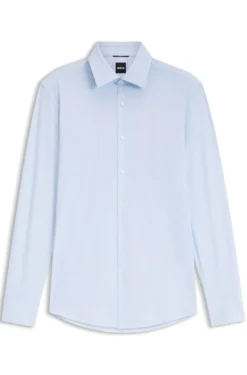 Slim-fit shirt in printed performance-stretch jersey