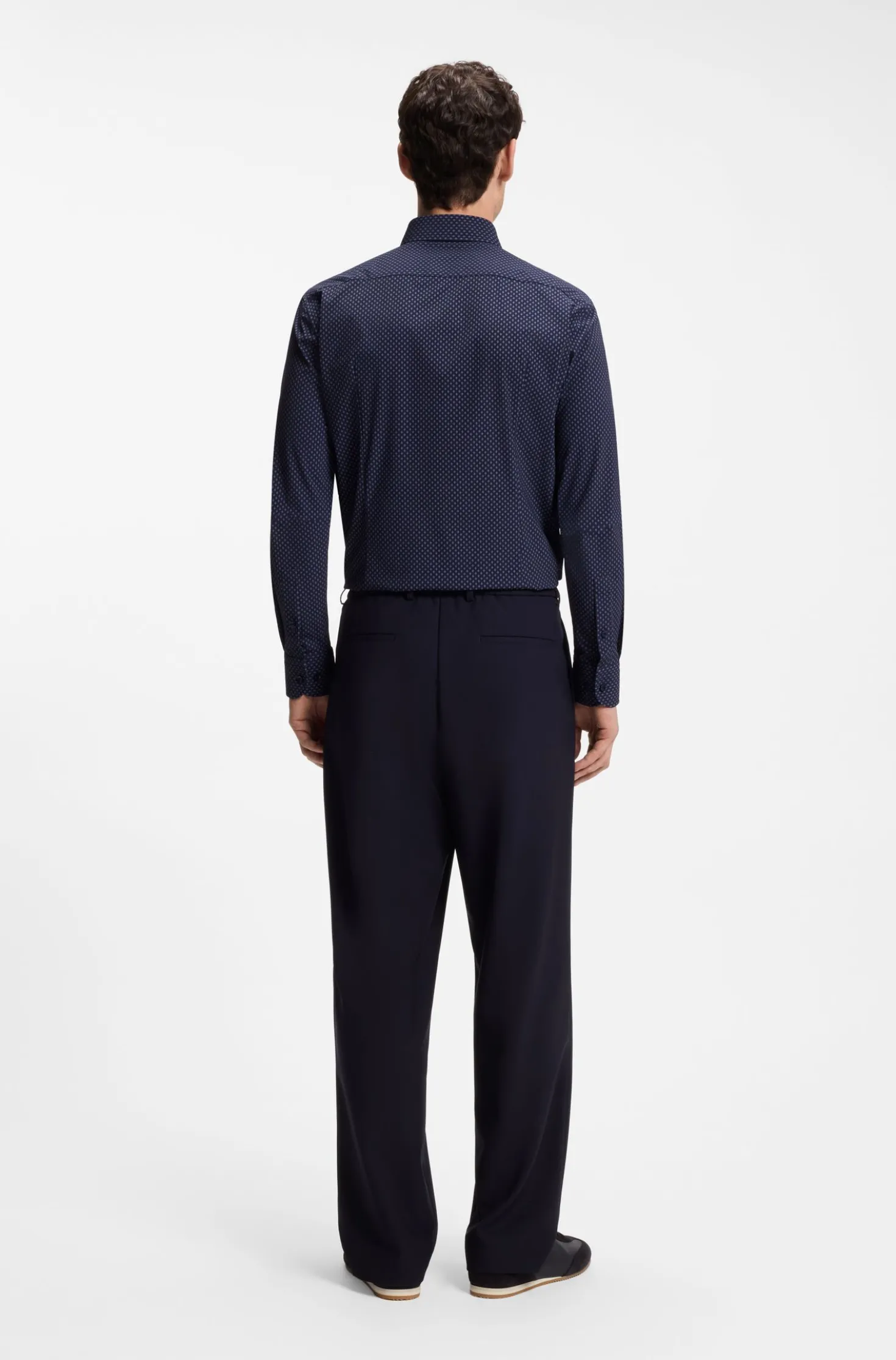 Slim-fit shirt in printed performance-stretch fabric