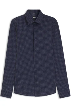 Slim-fit shirt in printed performance-stretch fabric