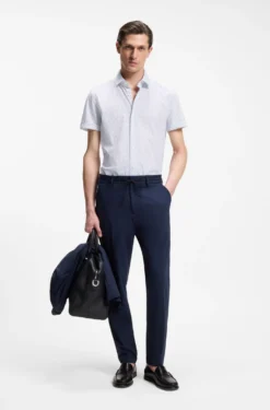 Slim-fit shirt in printed performance-stretch jersey