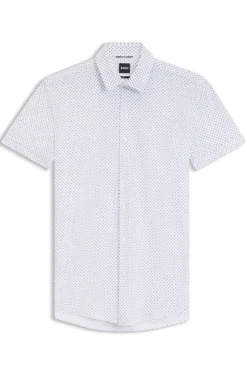 Slim-fit shirt in printed performance-stretch jersey
