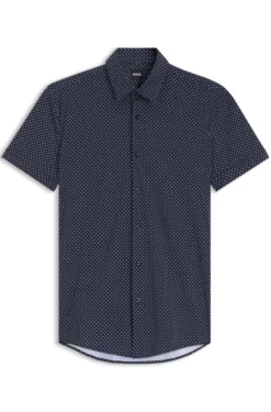 Slim-fit shirt in printed performance-stretch jersey