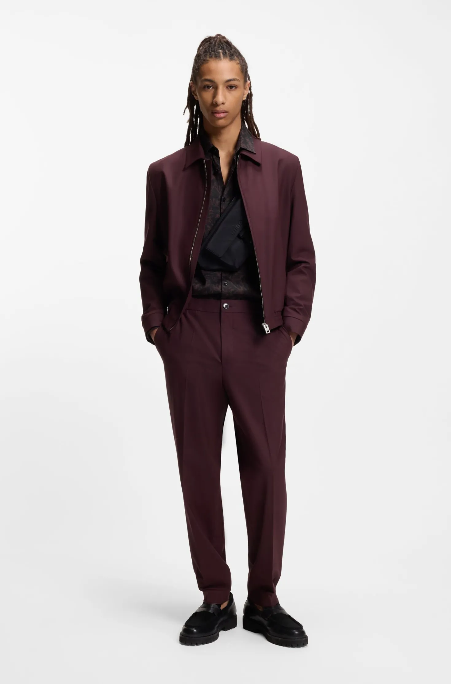 Slim-fit shirt in printed satin