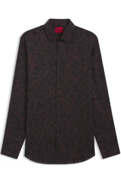 Slim-fit shirt in printed satin