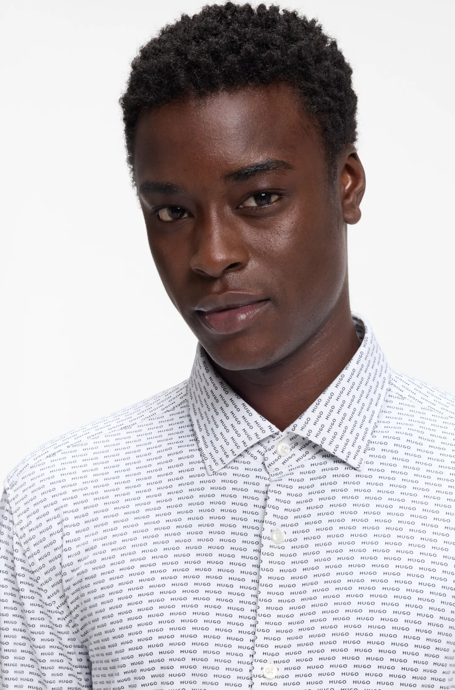 Slim-fit shirt in printed stretch jersey