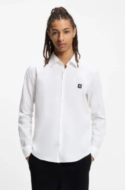 Slim-fit shirt in stretch-cotton canvas