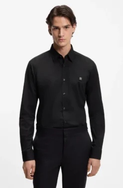 Slim-fit shirt in stretch-cotton canvas