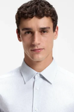 Slim-fit shirt in striped Italian-made cotton