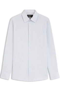 Slim-fit shirt in striped Italian-made cotton