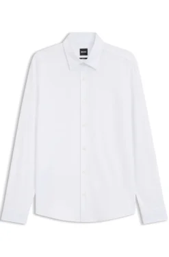 Slim-fit shirt in structured performance-stretch fabric